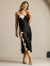 [Black] SilkSilky-AU Sleeveless V Neck Nightgown 006