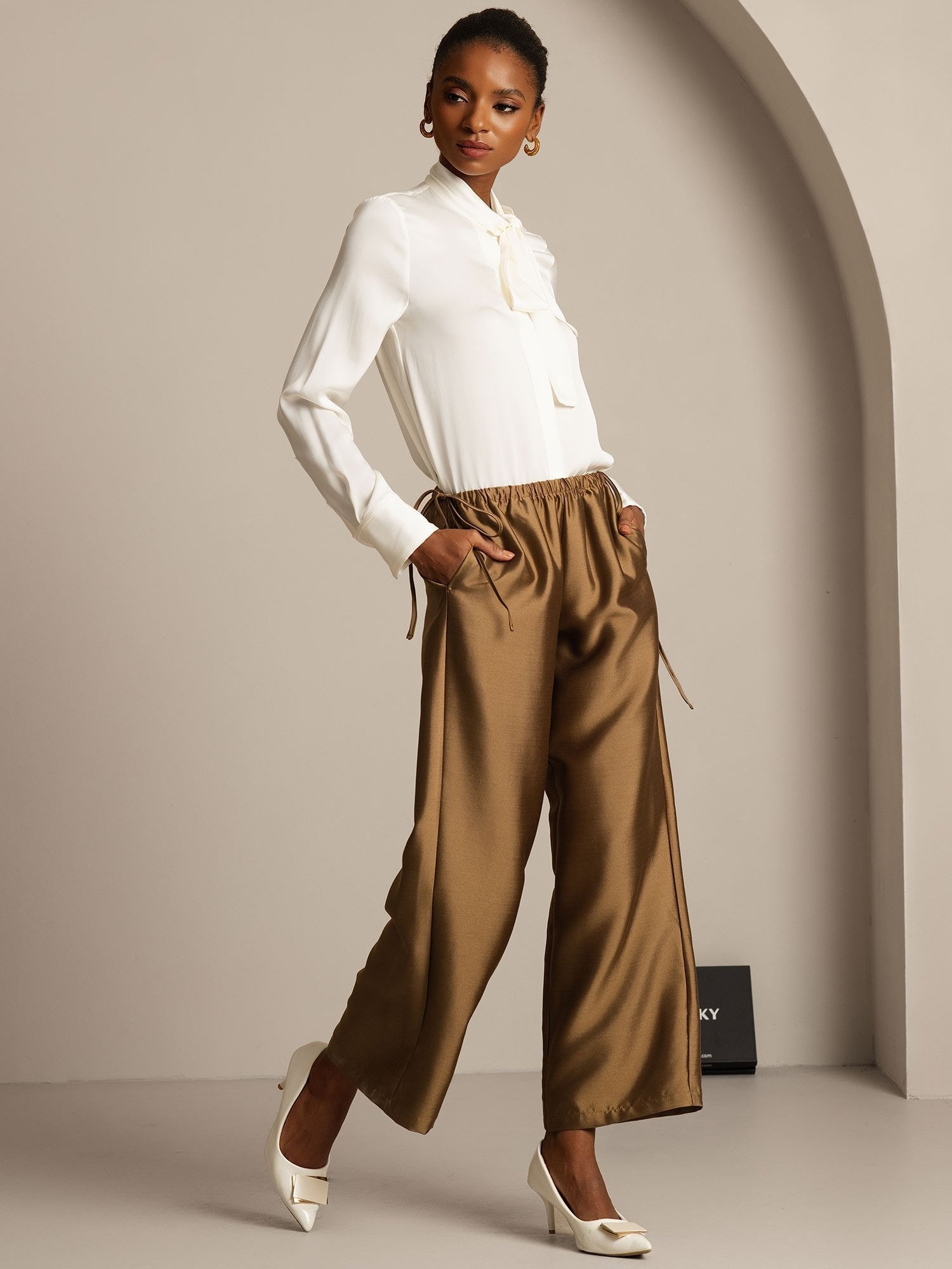[Bronze] SilkSilky-AU 32Momme Wool Womens Pants 005,