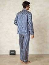 [Navy Stripe] SilkSilky-AU 19Momme Pure Silk Mens Pajamas 002,