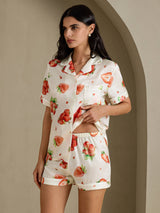 [White Strawberry] SilkSilky-AU Short Sleeve Notch Collar Women's Pyjamas 003