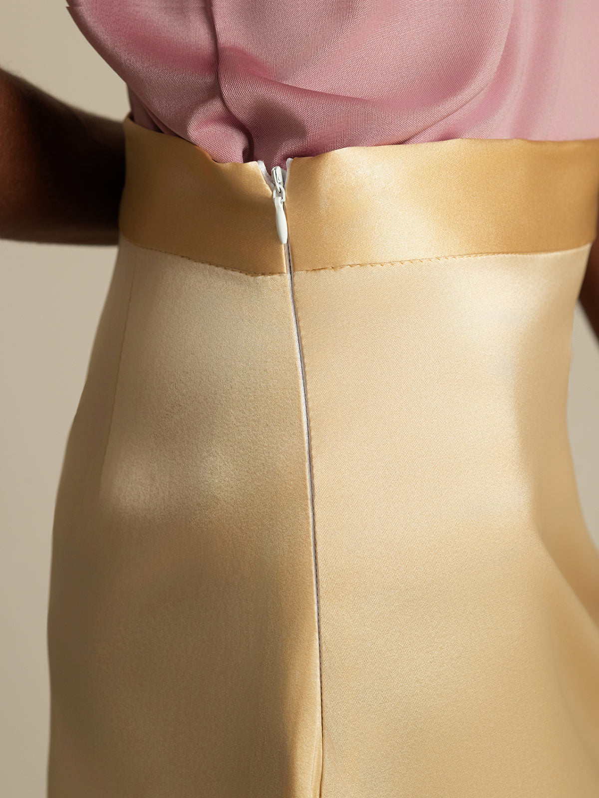 [Champagne] SilkSilky-AU 19Momme Silk Skirt 006