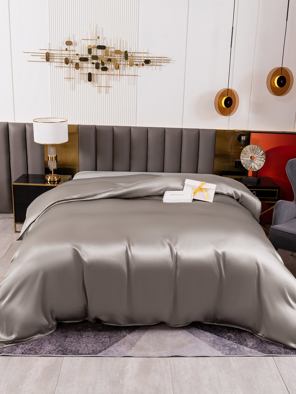 [Gray] SilkSilky-AU 19Momme Duvet Covers 002