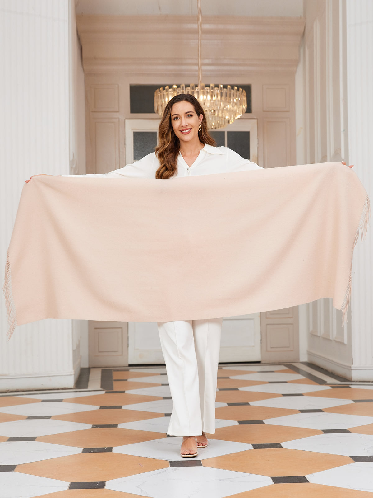 [Beige] SilkSilky-AU Wool Scarf 004