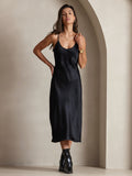 SilkSilky-AU Pure Silk Sleeveless Round Neck Dress Black 004