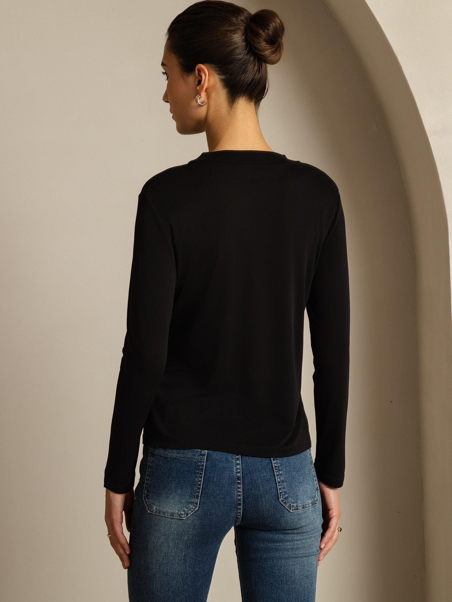 [Black] SilkSilky-AU Pure Silk Womens T-Shirt 002,