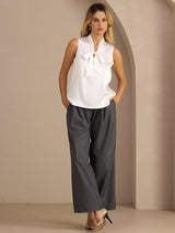 [White] SilkSilky-AU Sleeveless Tie Neck Camisole 006