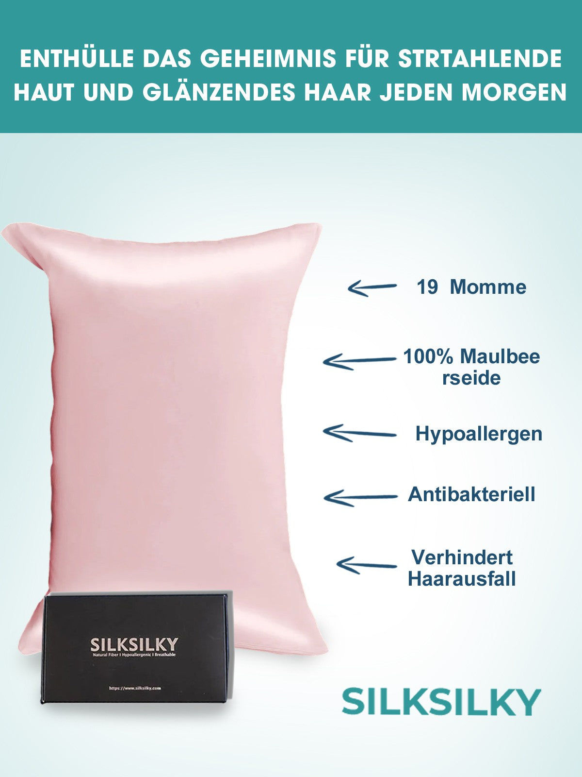 [Pink] SilkSilky-AU 19Momme Pure Silk Pillowcase 002