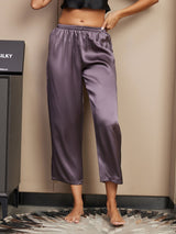 [Purple Gray] SilkSilky-AU Women's Sleep Shorts 001
