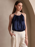 SilkSilky-AU 19Momme Silk Sleeveless Round Neck Camisole DarkBlue 003