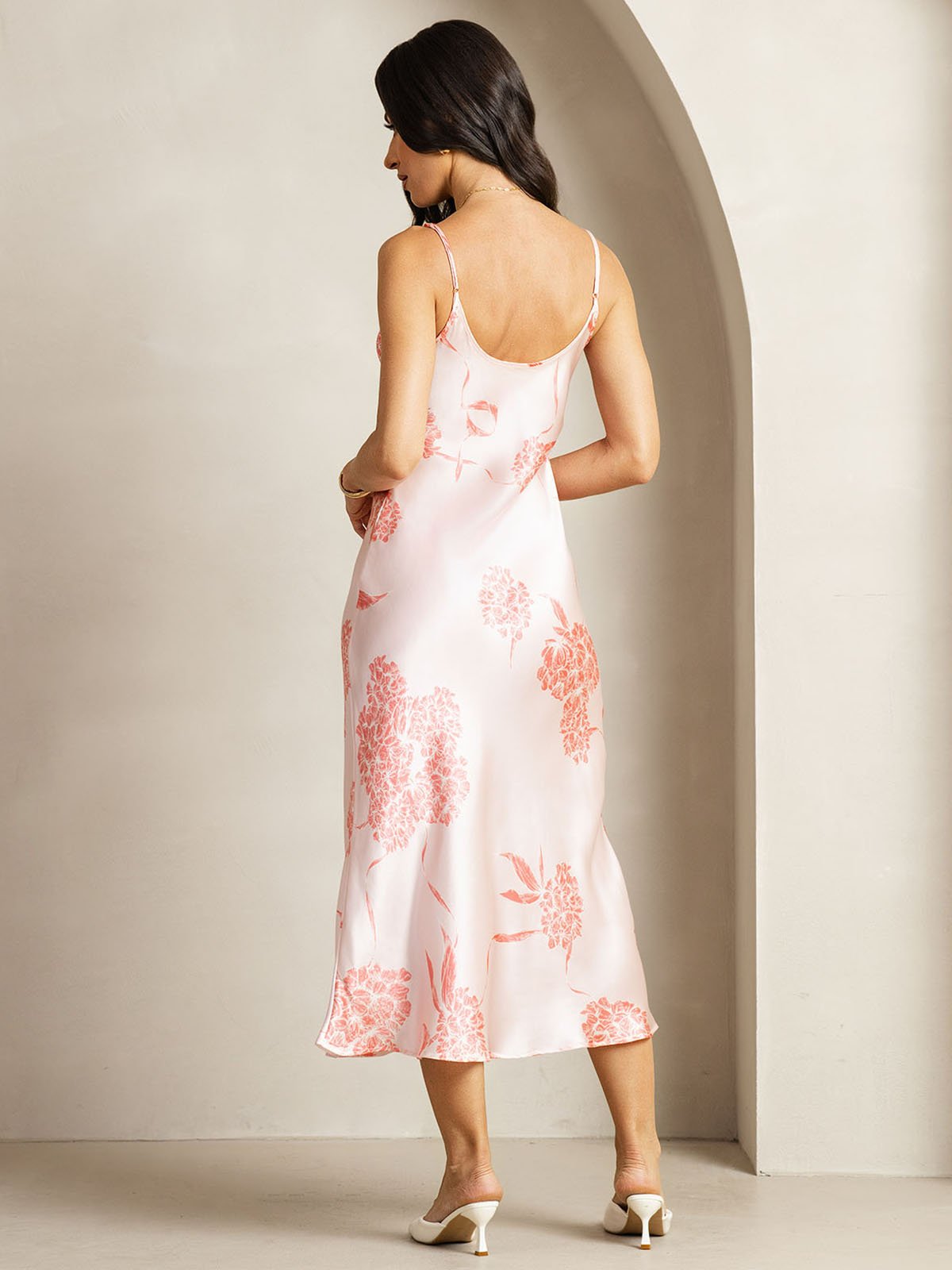 [CoralFloral] SilkSilky-AU 19Momme Silk V Neck Dress 002