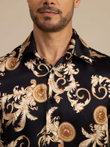 [Black Dragon] SilkSilky-AU Long Sleeve Lapel Collar Men's Shirt 006
