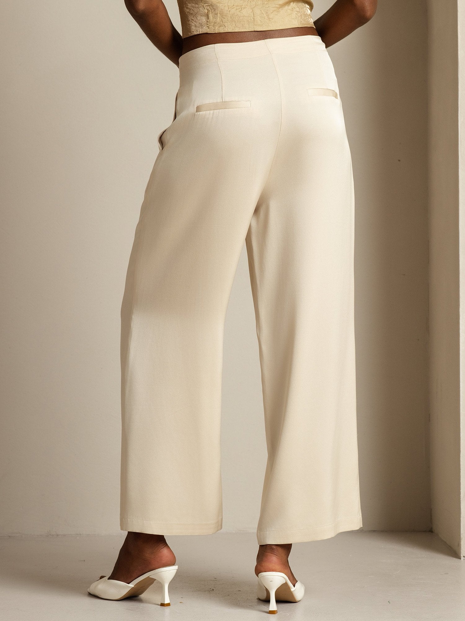 [Beige] SilkSilky-AU 19Momme Silk Womens Pants 002