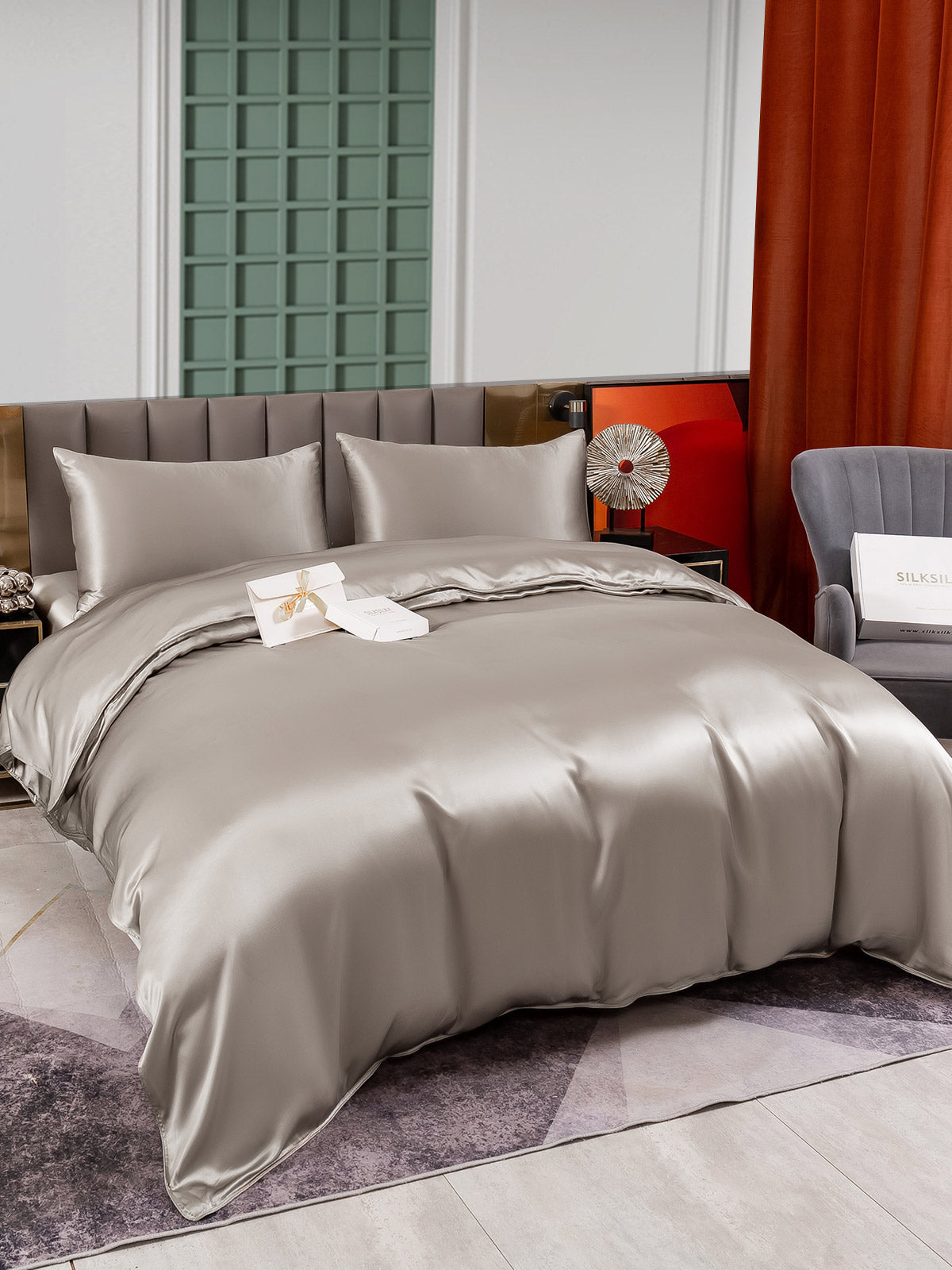 SilkSilky AU 25Momme Pure Silk Bedding Set Gray 003