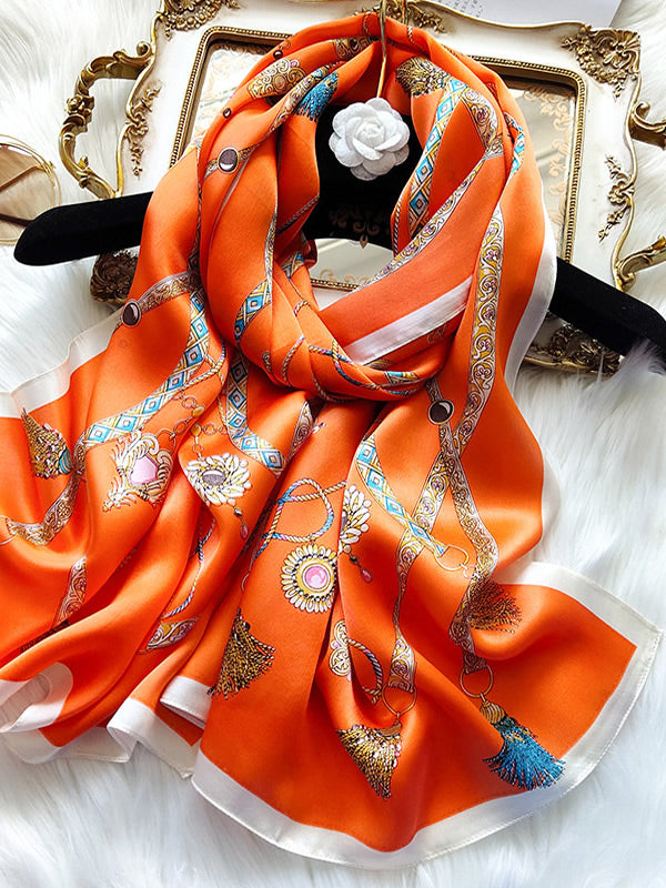 SilkSilky AU Pure Silk Scarf Orange 001