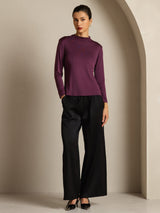 [Purple] SilkSilky-AU Pure Silk High Neck Women's T-Shirt 008