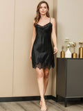 SilkSilky AU Pure Silk Sleeveless V Neck Nightgown Black 005