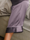 SilkSilky-AU Pure Silk Long Sleeve Lapel Women's Pyjamas PurpleGray 005