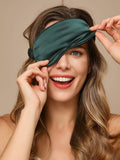 SilkSilky AU 19Momme Pure Silk Eye Mask DarkGreen 001