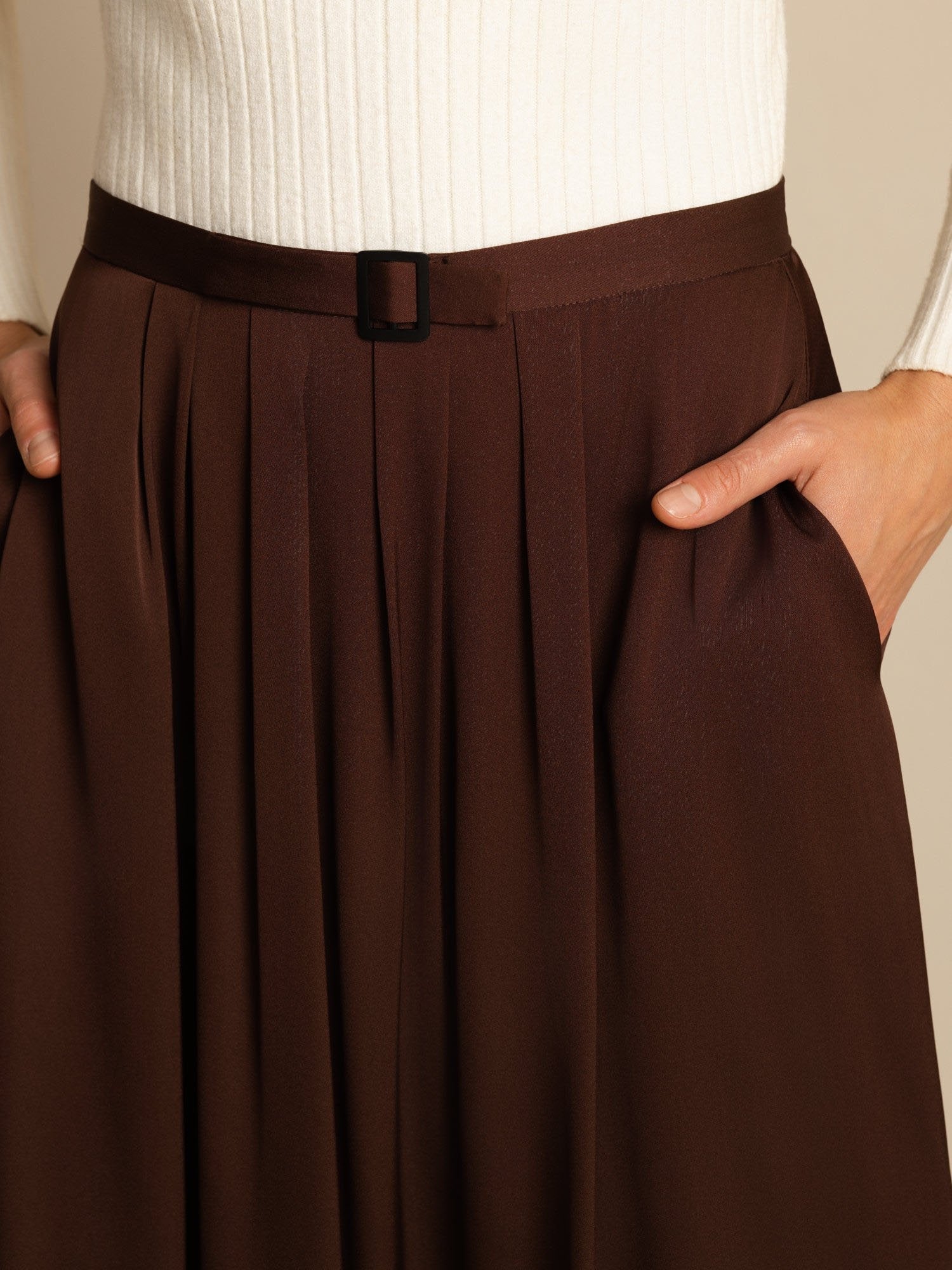 [Bitter Chocolate] SilkSilky-AU 19Momme Stretch Silk Double Georgette Skirt 004