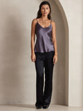 SilkSilky AU Pure Silk Sleeveless V Neck Camisole PurpleGray 003