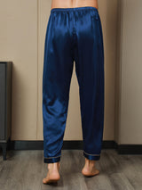 [Dark Blue] SilkSilky-AU Pure Silk Mens Sleep Bottoms 008,