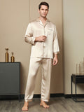 SilkSilky AU Pure Silk Long Sleeve Lapel Men's Pyjamas Tan 003