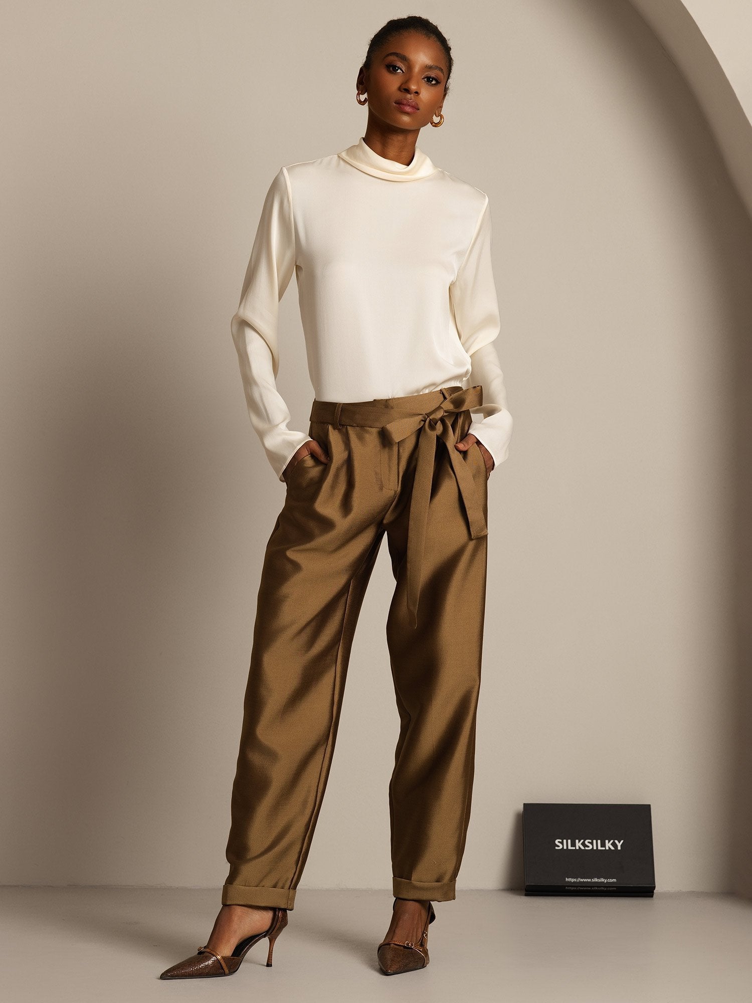 [Bronze] SilkSilky-AU 32Momme Wool Womens Pants 003,