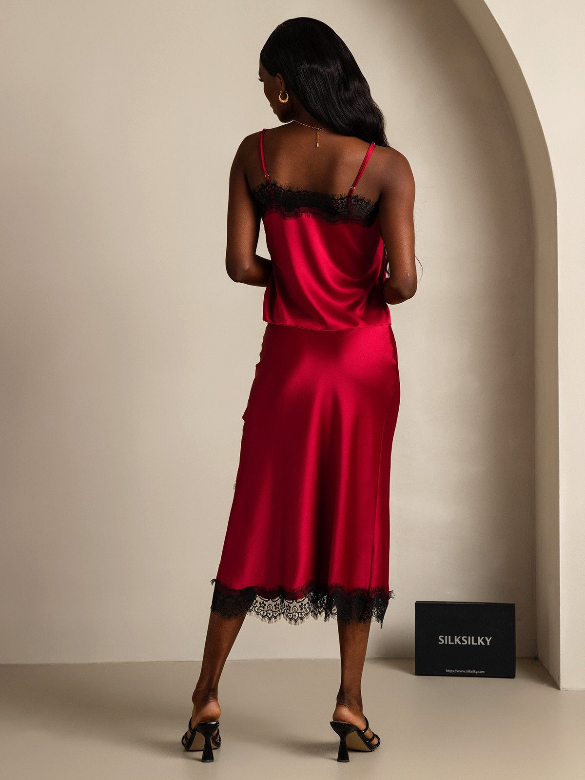 SilkSilky-AU 19Momme Silk Camisole Set Wine 002