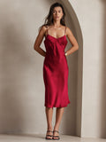 SilkSilky AU 19Momme Pure Silk Sleeveless V Neck Dress Wine 006