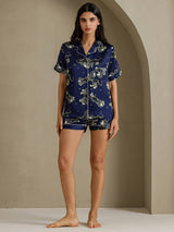 [Navy Lion] SilkSilky-AU Short Sleeve Notch Collar Women's Pyjamas 007
