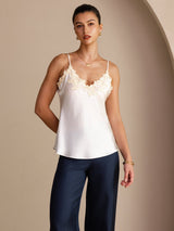 [White] SilkSilky-AU Sleeveless V Neck Camisole 003