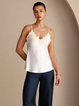 [White] SilkSilky-AU Sleeveless V Neck Camisole 003