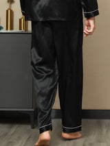 [Black] SilkSilky-AU Pure Silk Mens Sleep Bottoms 002,