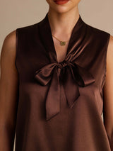 [Bitter Chocolate] SilkSilky-AU Sleeveless Tie Neck Camisole 004