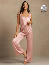[Peach Skin] SilkSilky-AU 19Momme Machine-Washable Silk Sleeveless Scoop Neck Women's Pyjamas 001