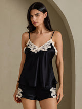 [Black] SilkSilky-AU Sleeveless V Neck Camisole Set 006