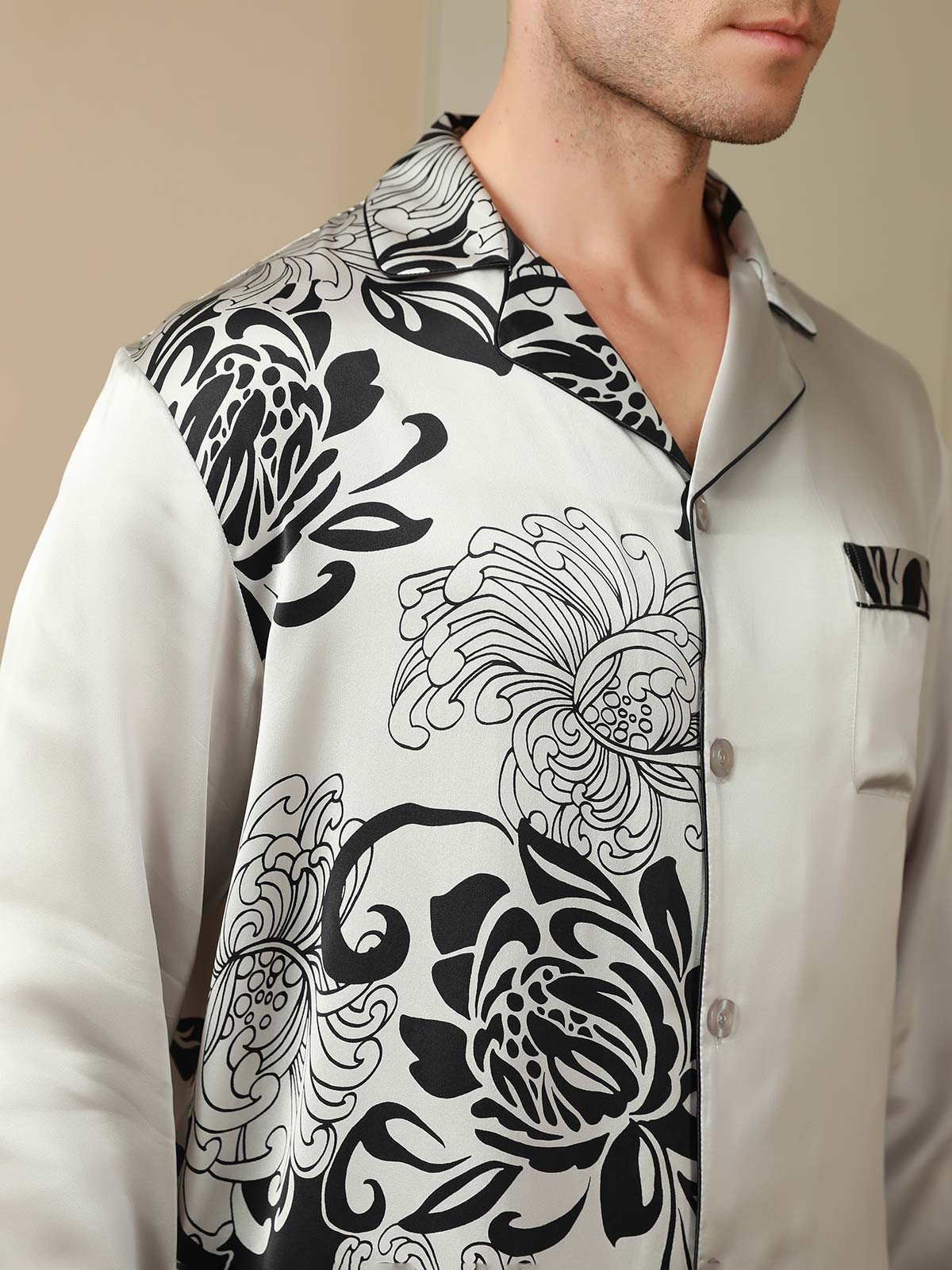 [Gray] SilkSilky-AU Pure Silk Mens Pajamas 009,