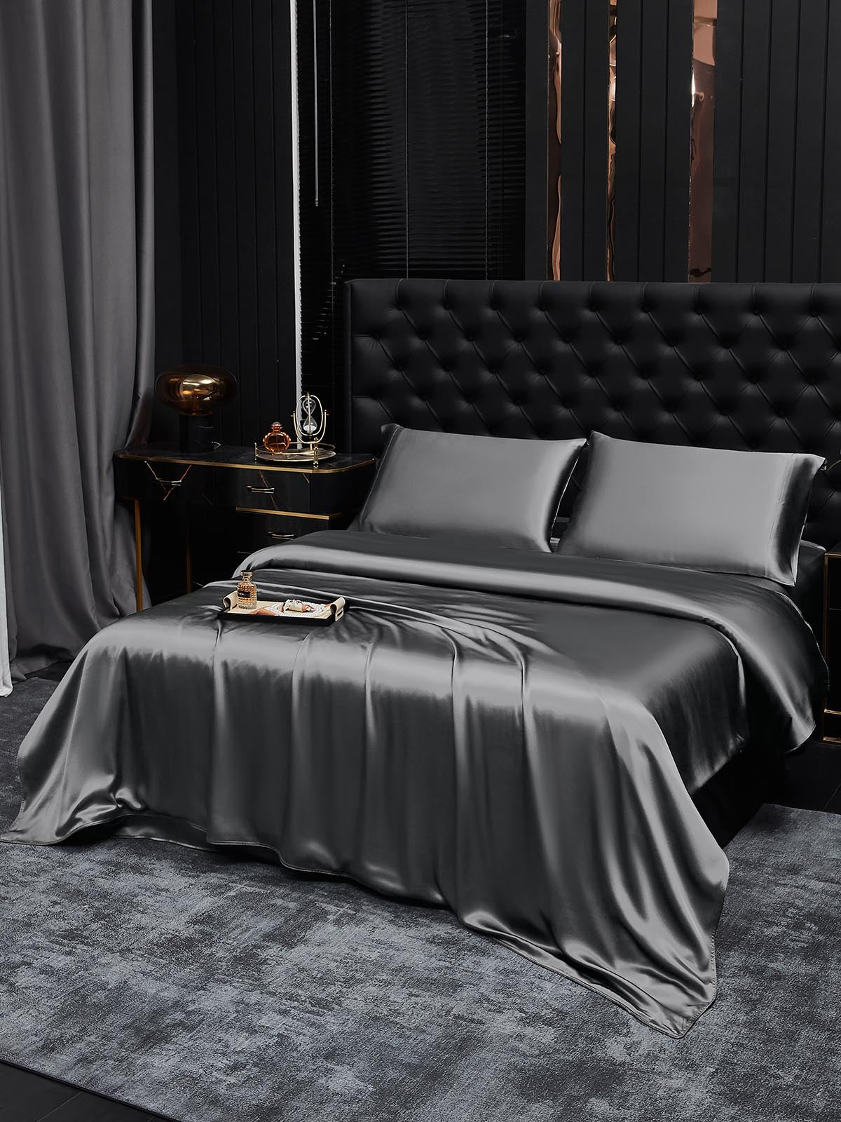 [Dark Gray] SilkSilky-AU 19Momme Pure Silk Bedding Set 001