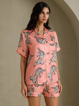 [Pink Cat] SilkSilky-AU Short Sleeve Lapel Collar Women's Pyjamas 008