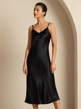 [Black] SilkSilky-AU Sleeveless V Neck Dress 006