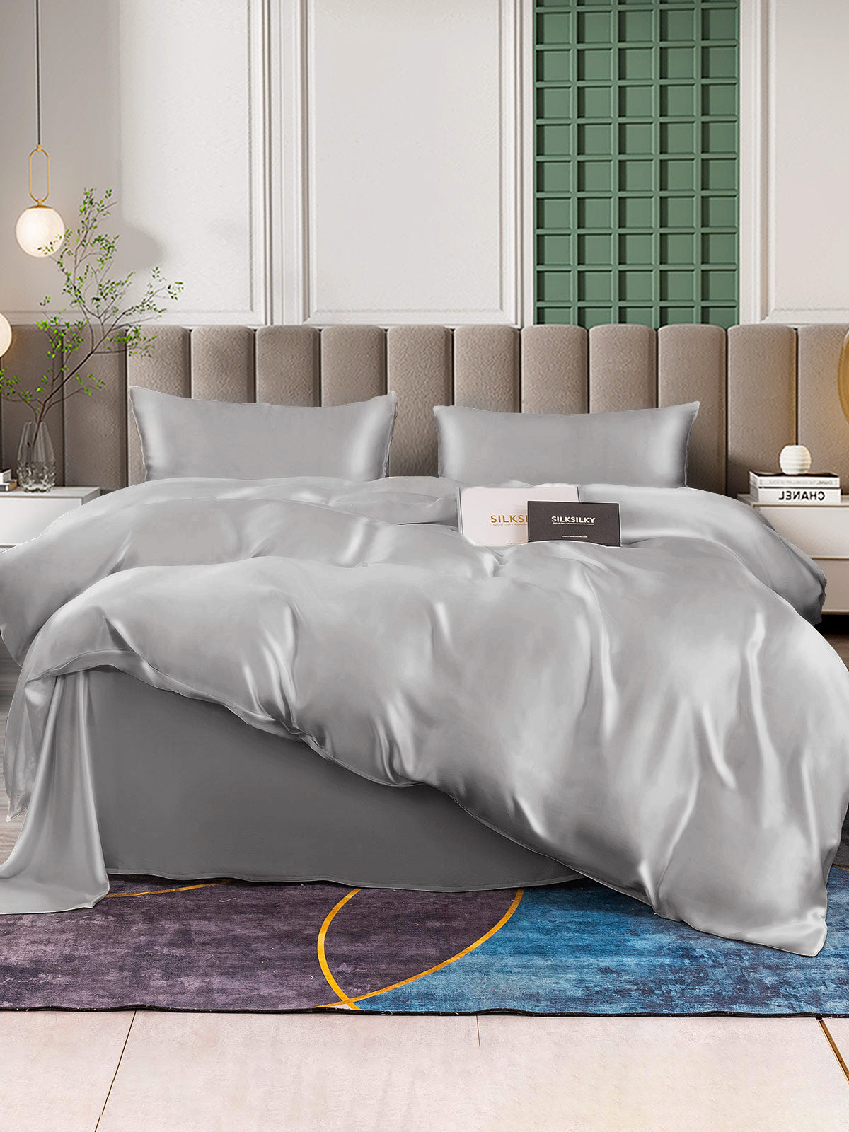 [Silver] SilkSilky-AU 25Momme Pure Silk Bedding Set 002