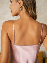 [Pink] SilkSilky-AU Spaghetti Strap V Neck Nightgown 004