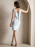 SilkSilky AU Pure Silk Sleeveless Round Neck Dress LightBlue 002