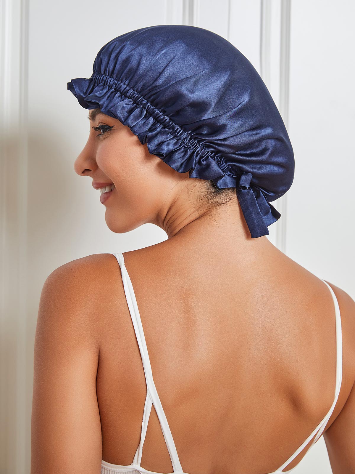 SilkSilky AU Pure Silk Sleep Cap DarkBlue 001