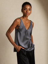 [Dark Gray] SilkSilky-AU Sleeveless V Neck Camisole 007