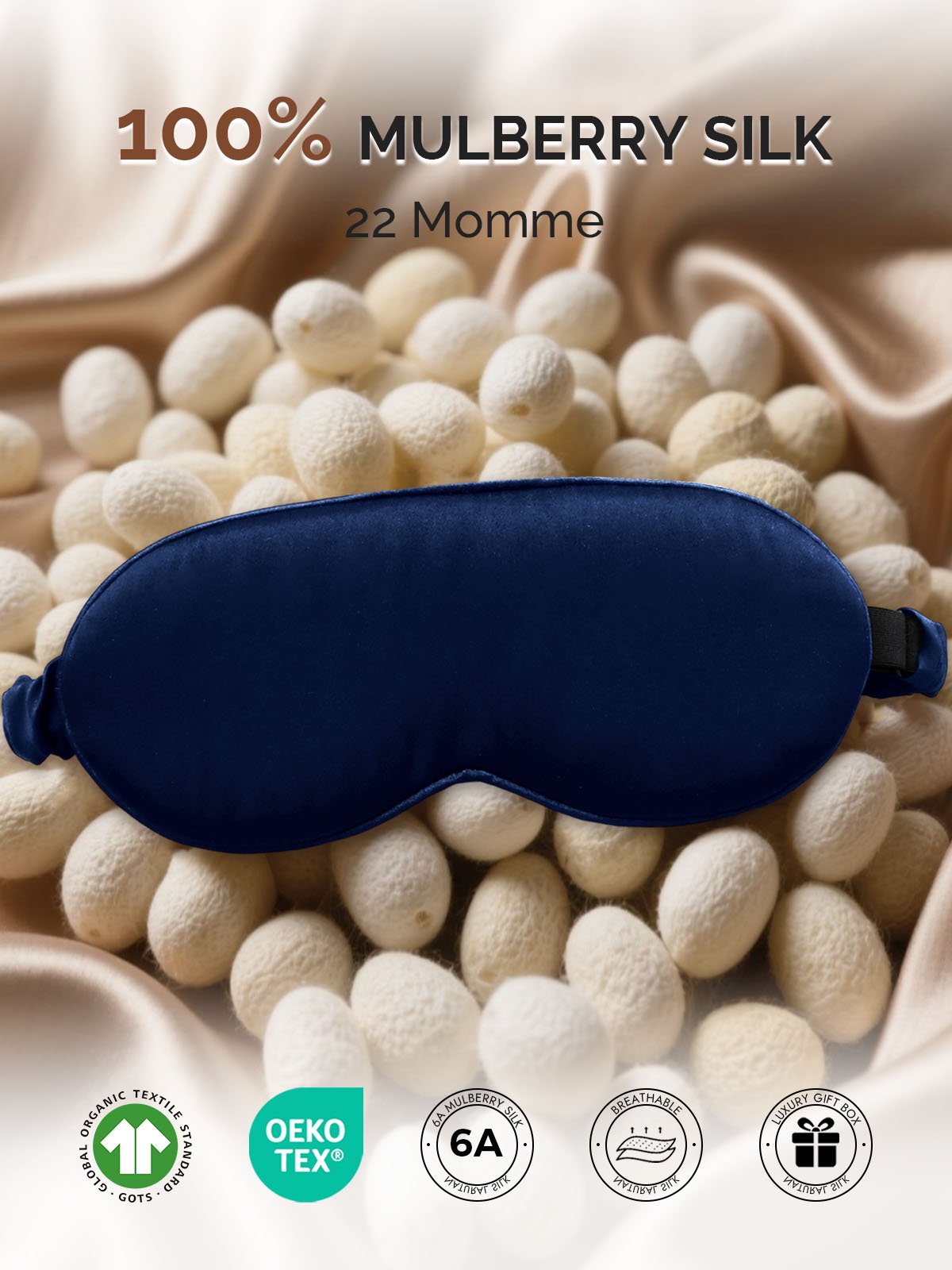 [Dark Blue] SilkSilky-AU 22Momme Pure Silk Eye Mask 002