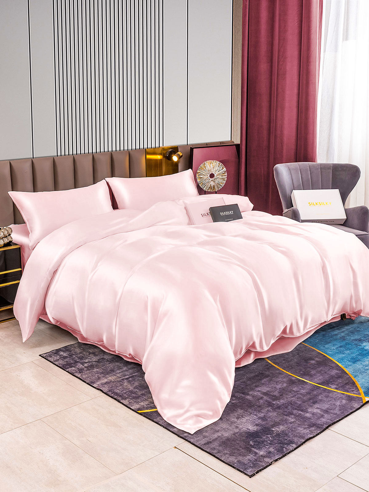 SilkSilky AU 22Momme Pure Silk Bedding Set Pink 002