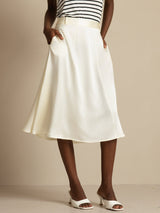 [Ivory] SilkSilky-AU 19Momme Stretch Silk Charmeuse Skirt 001