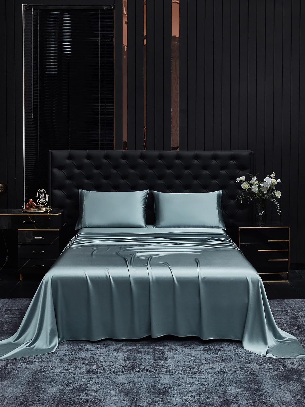 [Grayish Blue] SilkSilky-AU 19Momme Pure Silk Bedding Set 002