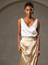 [White] SilkSilky-AU Sleeveless V Neck Camisole 004